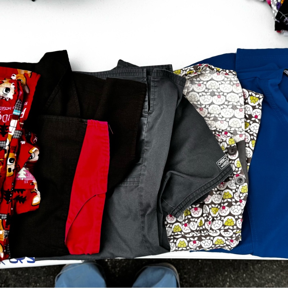 Colorful Cartoon Print Scrub Tops
